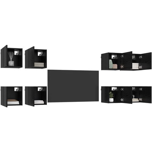  Ormar za TV montiran na zid 8 pcs Crni hrast 30,5 x 30 x 30 cm Slike