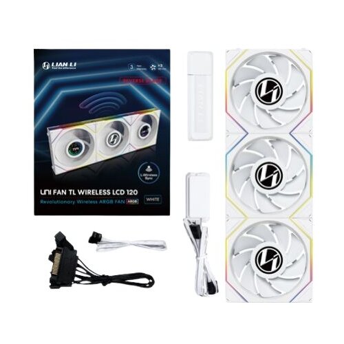 Lian Li ventilatorji z kontrolerjem UNI FAN TL Wireless LCD 120 Reverse Blade, 120mm, ARGB, beli, 3 kos Cene