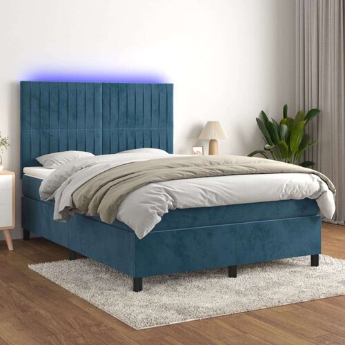  Box spring s madracem LED tamnoplavi 140x190 cm bar&amp;scaron;un Slike