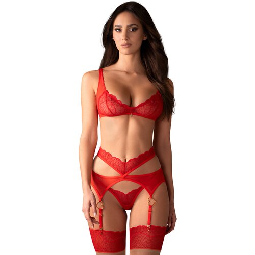 Obsessive Cupide Desir 3-pcs Set Red L/XL Slike
