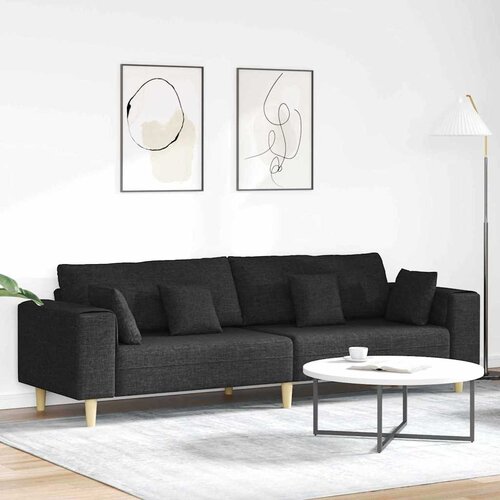 VidaXL Tkaninska sofa s jastukom Crna 208 cm tkanina Slike