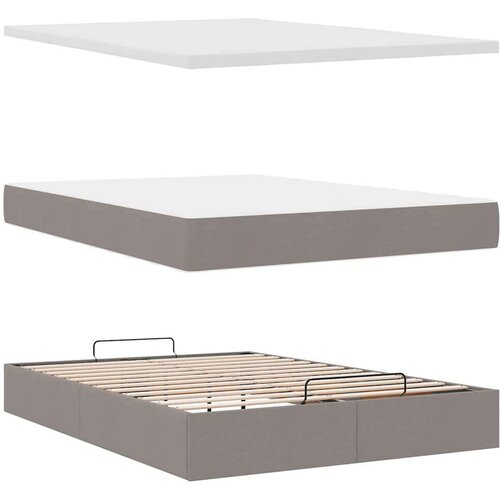 VidaXL Otomanski krevet s madracem smeđesivi 140x200 cm tkanine Slike
