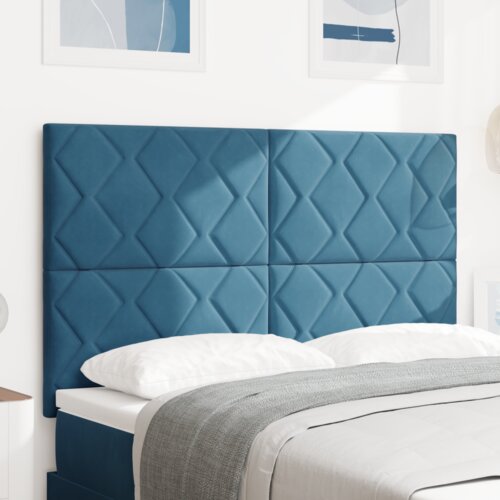  LED vzglavje z LED lučmi Geometrični Temno modra 144 cm Žamet, (5000043989) Cene