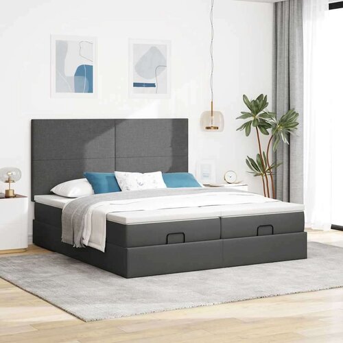 VidaXL otomanski okvir kreveta s madracima tamnosivi 200x200cm tkanine Slike