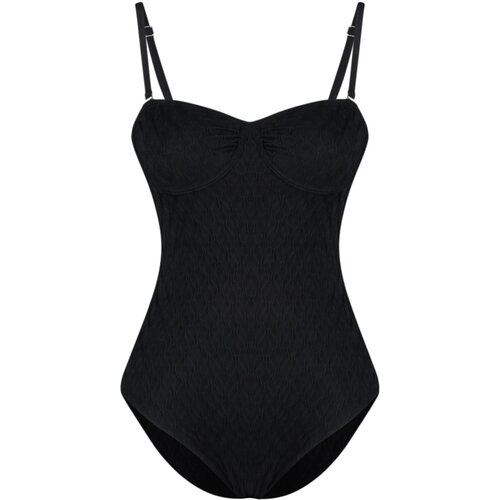 Trendyol black balconet textured swimsuit Cene