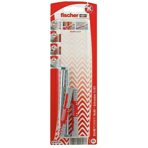 Fischer Duopower Tiple s vijcima (Promjer tiple: 10 mm, Duljina tiple: 80 mm, Šesterokutni vijak, 2 Kom.)