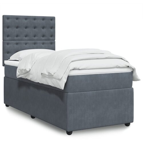 The Living Store Box spring postelja z vzmetnico temno siva 80x200 cm žamet - Box Spring Postelja, (21491928) Slike
