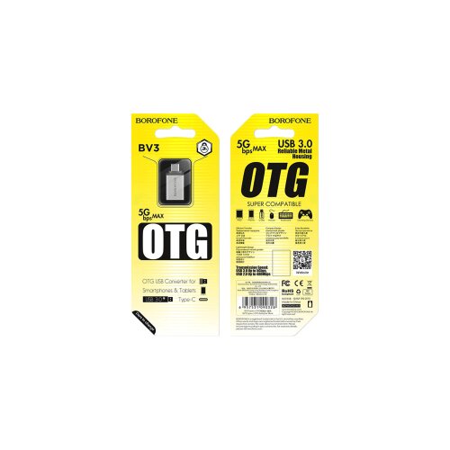  USB adapter Type-C OTG BOROFONE BV3 silver Slike