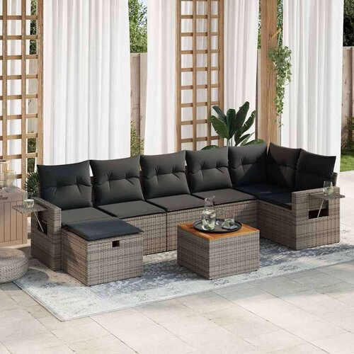  8-dijelni set vrtnih sofa od poliratana s jastucima sivi Cijene