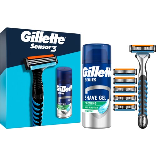 Gillette sensor 3 + 6 dopuna + series gel 75ml gifting paket Slike