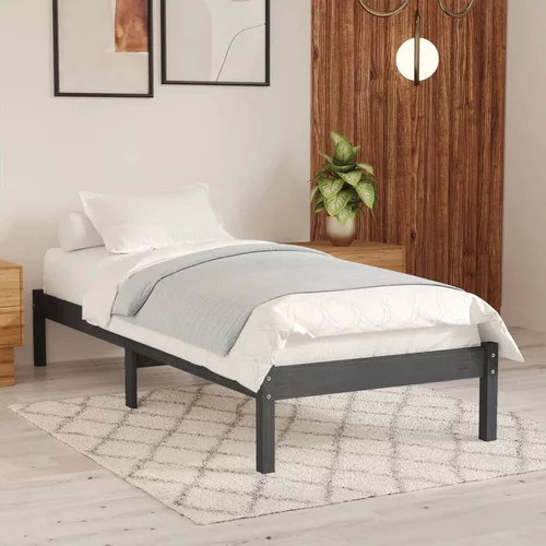 vidaXL Okvir za krevet od borovine sivi 90 x 190 cm UK jednokrevetni