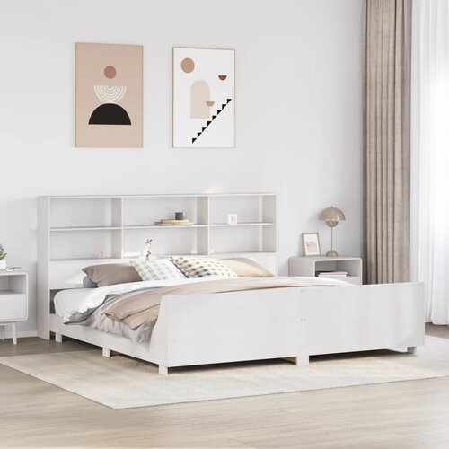vidaXL Posteljni okvir brez vzmetnice bel 180x200 cm trdna borovina Cene