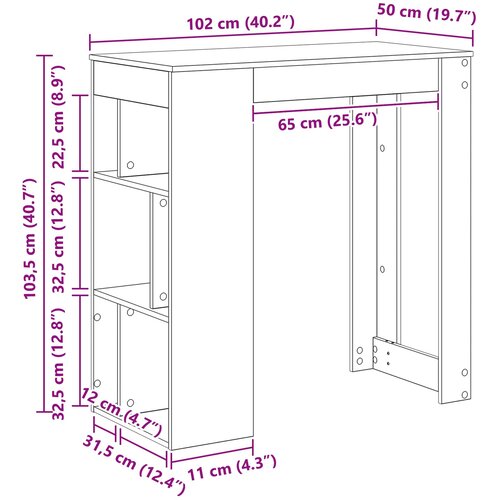  Stol za bar Crni hrast 102 x 50 x 103,5 cm Konstruirano drvo Slike