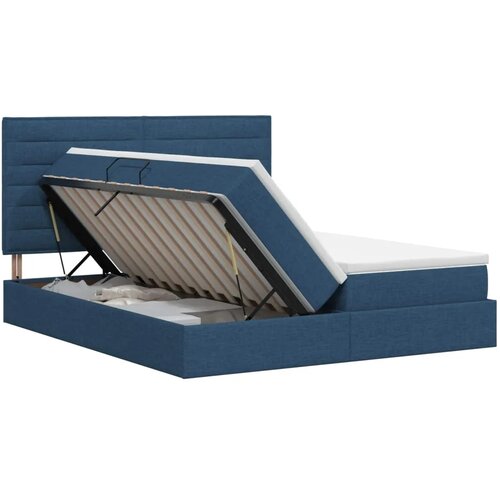  Krevet s od storage s uzglavljem Plava 200 x 200 cm Tkanina - Plava 200 x 200 cm Dizajn linija Slike