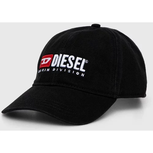 Diesel Pamučna kapa sa šiltom boja: crna, s aplikacijom