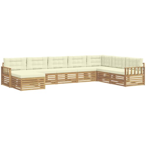 vidaXL Zunanja garnitura za sedenje z blazino 8 pcs Bela in krem, (5000281929) Cene