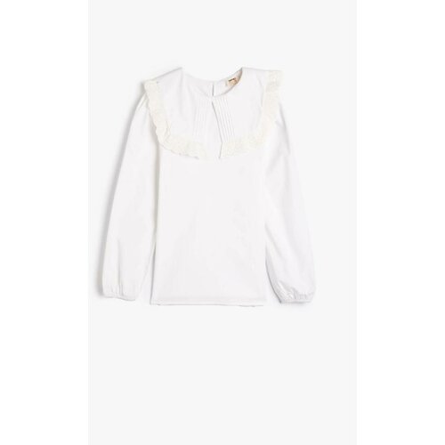 Koton Girls' School Shirt No Buttons Long Sleeve Wide Collar Ruffle Detail Cotton Slike