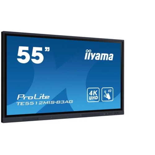 Iiyama The TE5512MIS-B3AG is an exceptional 4K UHD interactive display designed by to enhance collaboration, communication, and engagement. With key features like Zero Airgap LCD screen eliminating parallax, PureTouch-IR, iiWare 10 with Android 11. Cene
