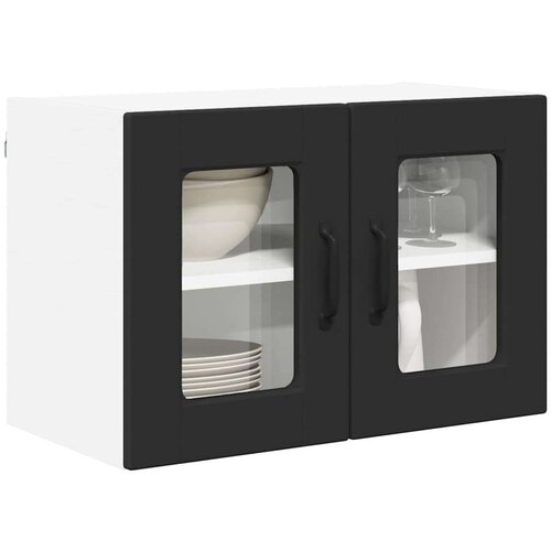  Zidni kuhinjski ormarić s policom 2 pcs Crna 60 x 31 x 40 cm Slike
