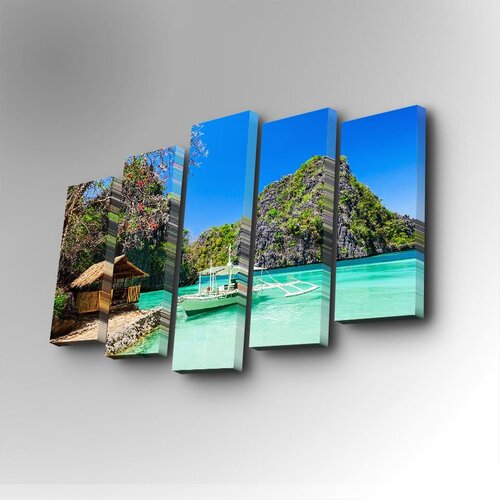 Wallity 5PUC-056 multicolor decorative canvas painting (5 pieces) Cene