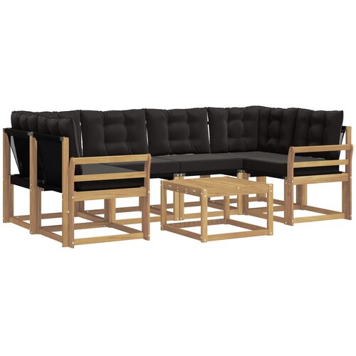 vidaXL Zunanja garnitura za sedenje z blazino 7 pcs Bela in črna, (5000271868) Cene