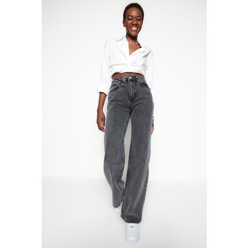 Trendyol Anthracite High Waist Wide Leg Jeans Slike