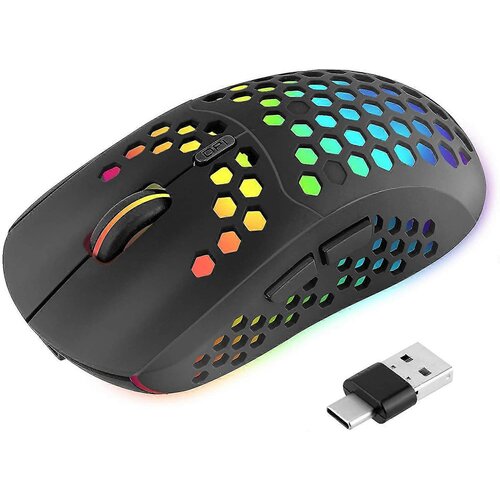 INORCO 10 Ones Led Satovja brezina mika, polnilna 2 v 1 usb tip C sprejemnik raunalnika mika zdruljiva s prenosnikom / Ipad Pro / Macbook / Pc / Lapt, (22024945) Slike