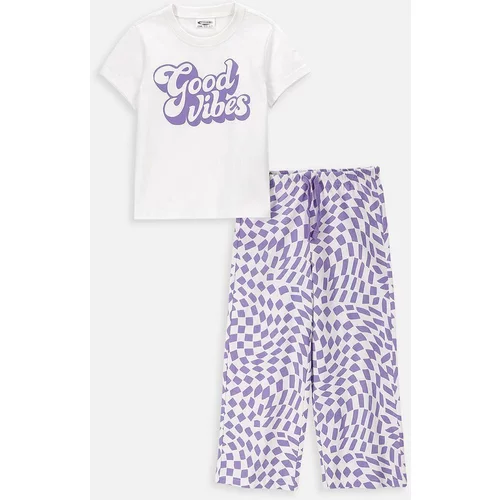 Coccodrillo Dječja pamučna pidžama boja: ljubičasta, s uzorkom