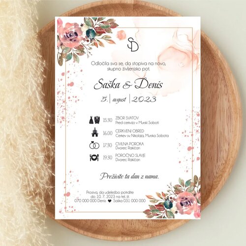  Poročna vabila cvetlična PORCVE 107 Cene