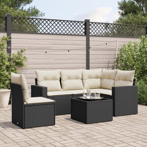 VidaXL 6-dijelni set vrtnih sofa s jastucima crni od poliratana Slike