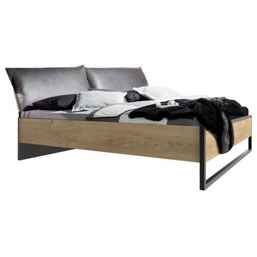 MID.YOU POSTELJA 160 cm x 200 cm , leseni material barve grafita, barve hrasta Slike
