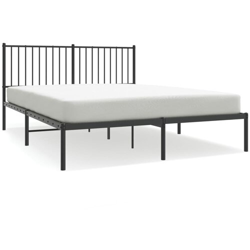 Maison Chic Kovinski Posteljni okvir - Dvoposteljna postelja - Zakonska postelja z vzglavjem črn 150x200 cm, (21692661) Slike