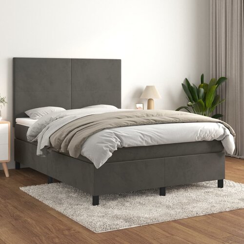 The Living Store Box spring postelja z vzmetnico temno siva 140x200 cm žamet - Box Spring Postelja, (21438841) Cene