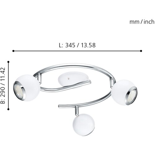 Eglo Bimeda spot/3, led, gu10, 3x3w, 3x240lm, bela/hrom Slike