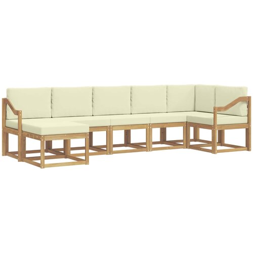  Set vanjskih sofa 7 kom. Bijela i krem Poliester Smeđa 304 x 126,5 x 73 cm Slike