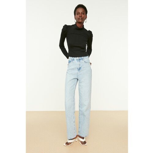 Trendyol Blue High Waist Long Straight Jeans Slike