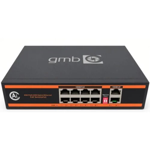 Gembird gmb poe GS1010P Switch,IEEE802.3af/at, 8 poe 100/1000M, 2 up-link 100/1000M, 52V 120W, support watch Slike