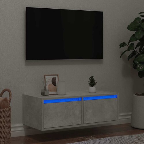 TV ormarić s LED svjetlima siva boja betona 75x35,5x25 cm Cijene