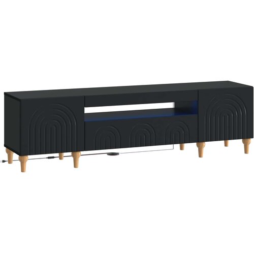  LED TV kabinet Crna Konstruirano drvo Slike