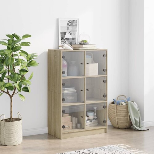  Visoka komoda s vratima 68x37x109 cm konstruirano drvo Slike