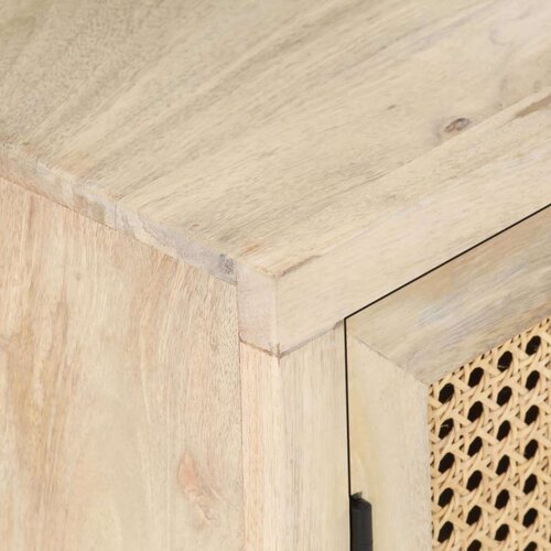 VidaXL Noćni ormarić 40x30x50 cm masivno drvo manga i prirodna trska Slike