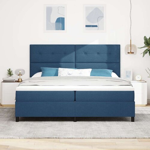  Krevet s oprugom s madracem i LED plavi 200x200 cm Tkanina Slike
