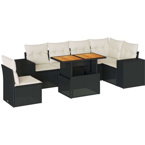 VidaXL 7-dijelni set vrtnih sofa od poliratana s jastucima crni Slike