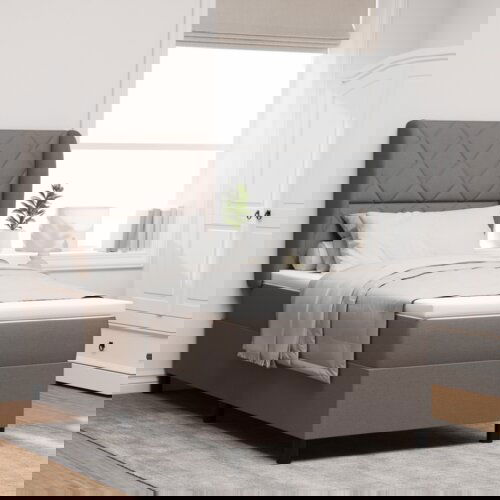 Box Spring Krevet s Madracem u Taupe boji 100x200 cm Tkanina Cijene