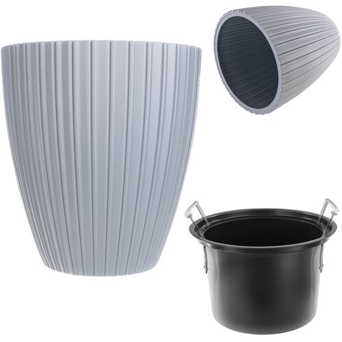 KADAX cvetlični lonec 30 cm pokrov z vstavkom siv plastični, (5000352578) Cene