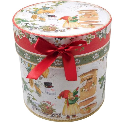  Škatla darilna 18x18x18cm novoletna ovalna srednja PROMOCIJA Cene