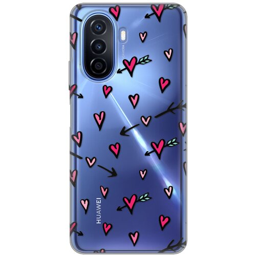 Silikonska maska za Huawei Nova Y70/Y70 Plus Heart Pattern Print Skin providna Slike