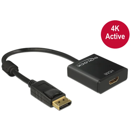 Delock DisplayPort / DVI Priključni kabel [1x Muški konektor DisplayPort - 1x Ženski konektor HDMI] 0.20 m Crna