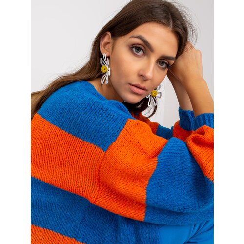 Fashion Hunters OCH BELLA blue and orange cardigan with wide sleeves Slike