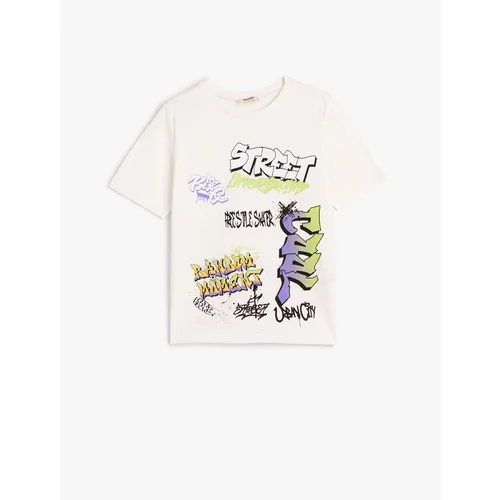 Koton T-Shirt Short Sleeve Crew Neck Graffiti Printed Cotton